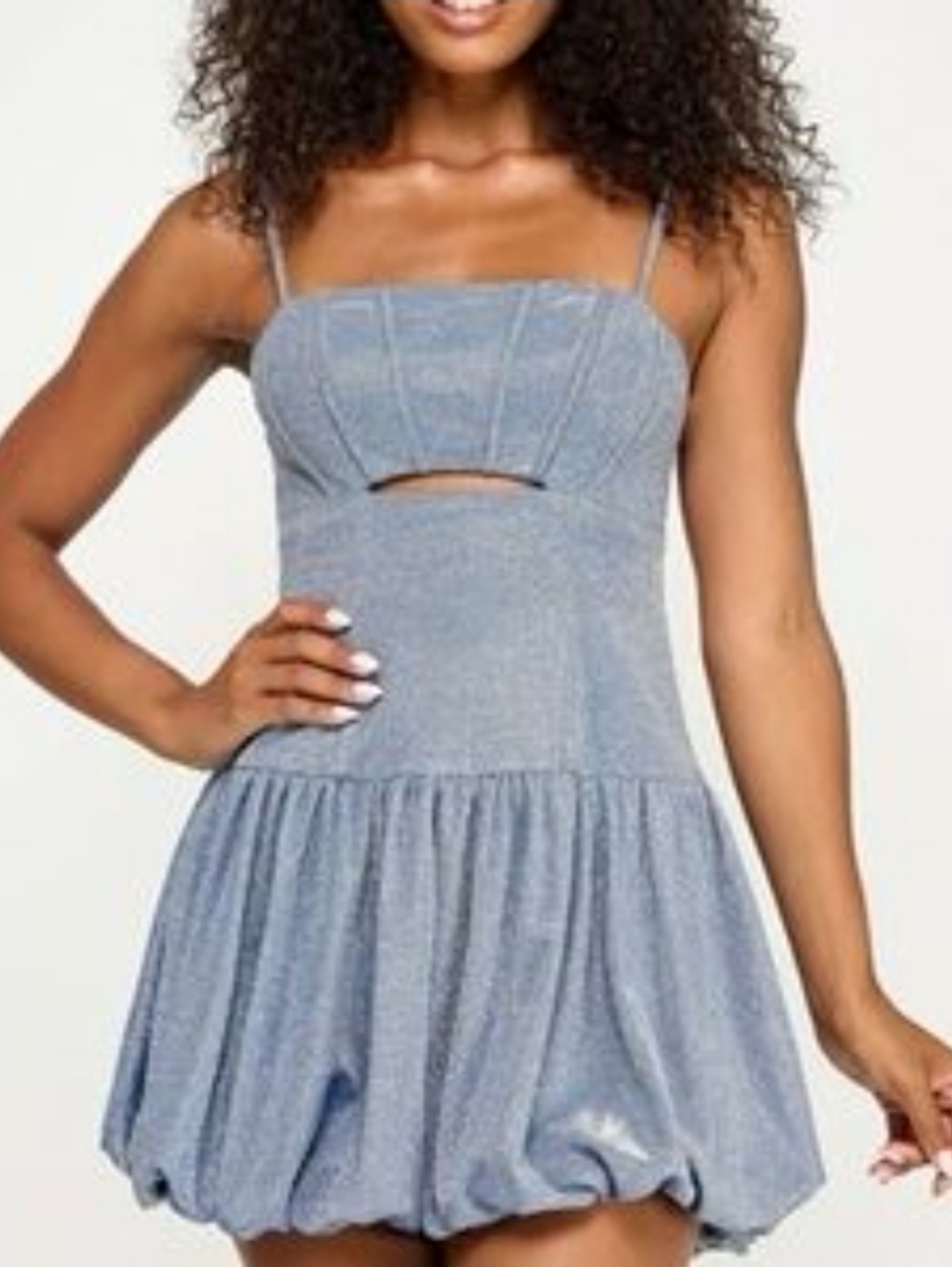 City Studio Dusty Blue Sparkle Bubble Dress Junior Small (5/6) Prom Party dance